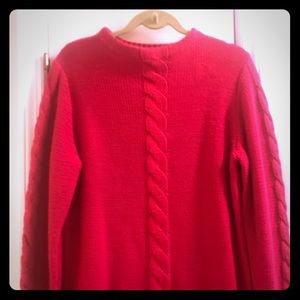 RED cable knit sweater